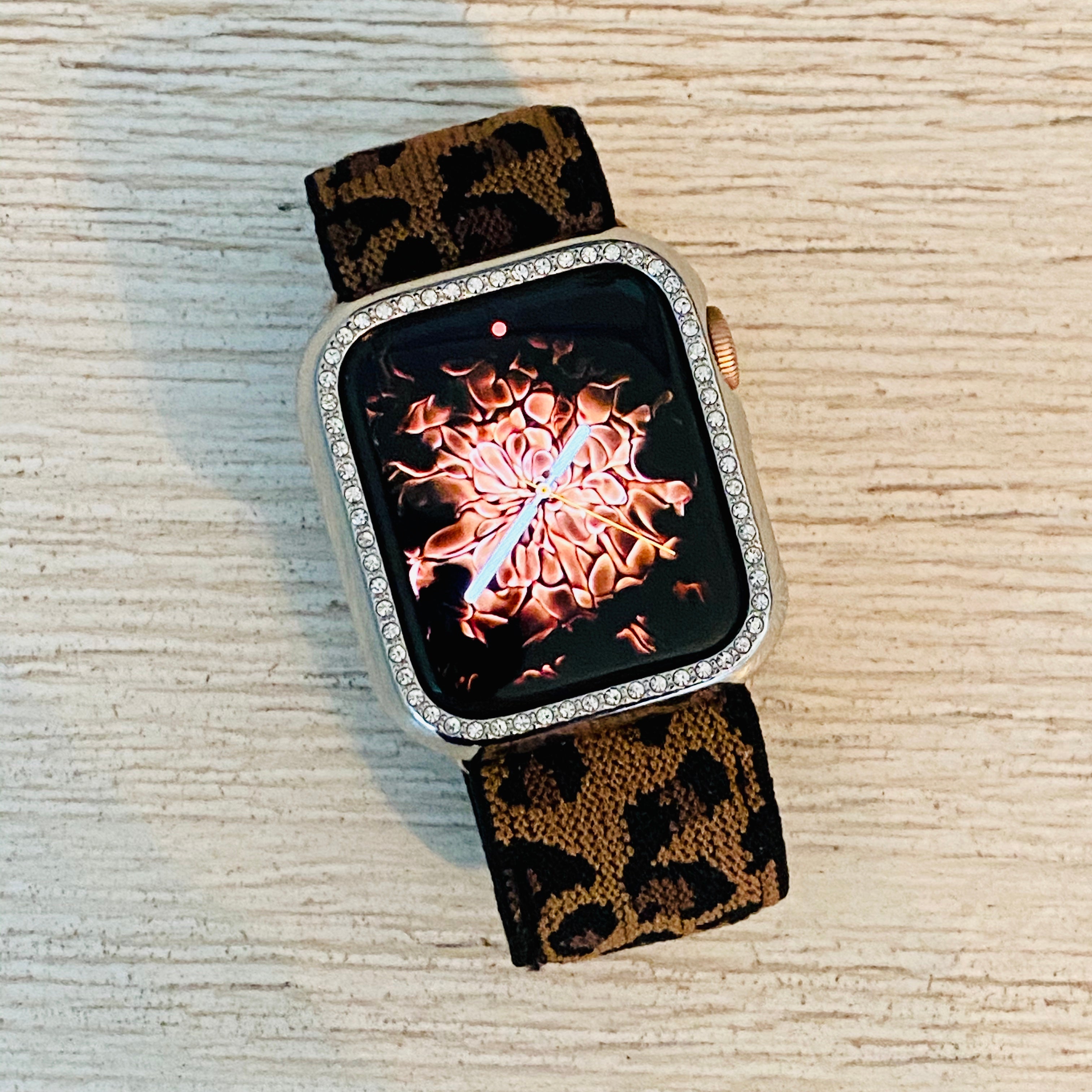 Fancy Bands Stretchable Elastic Leopard Print Band for Apple Watch Two Colors Available 42mm/44mm/45mm/49mm / Brown