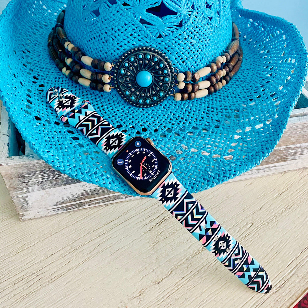 Boho-Chic Turquoise Silicone Print Band For Apple Watch - Fancy Bands 