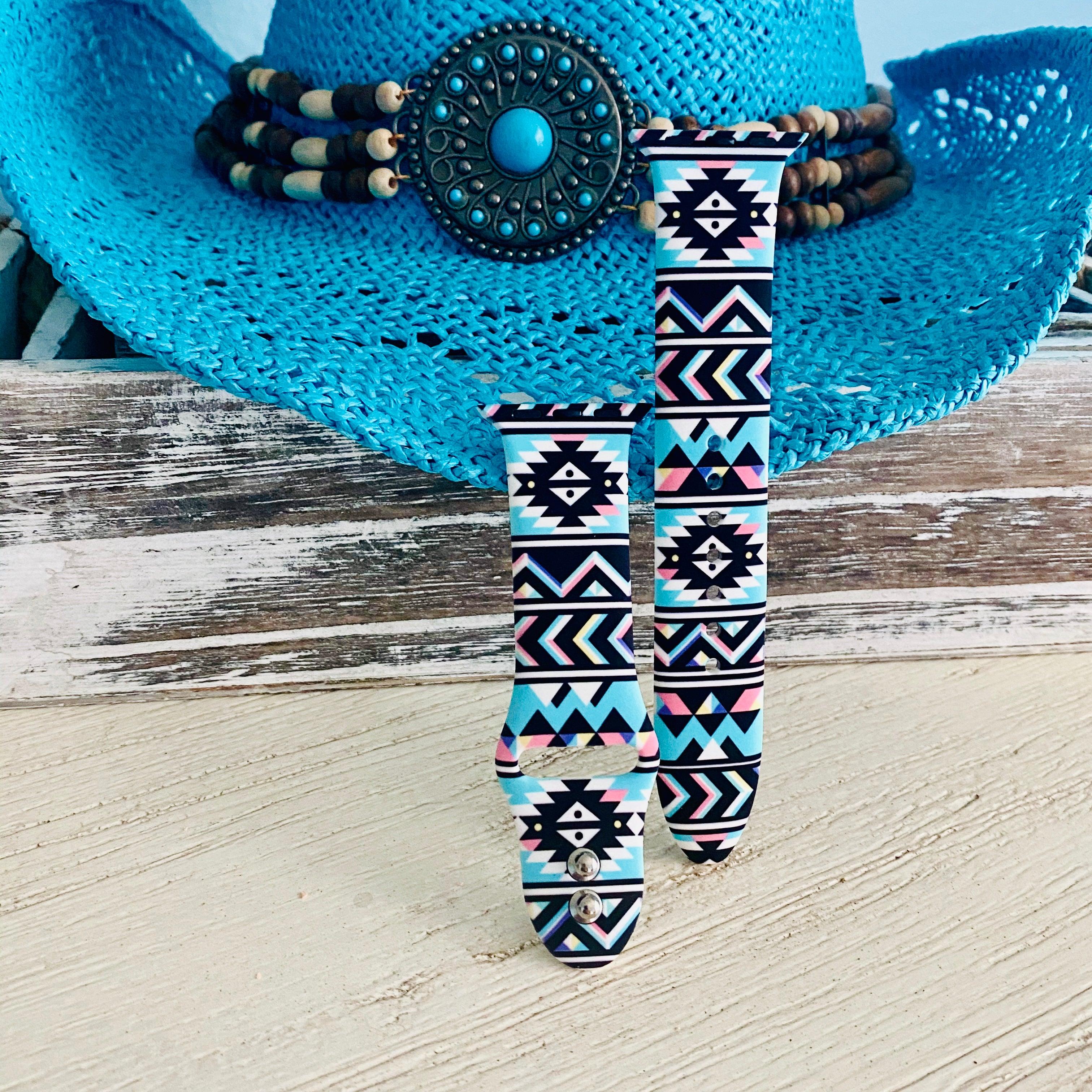 Boho-Chic Turquoise Silicone Print Band For Apple Watch - Fancy Bands 