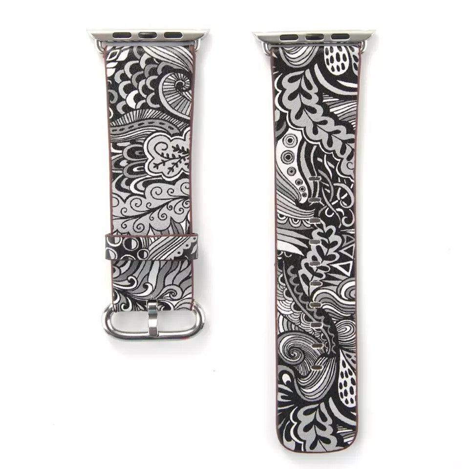 Fancy Paisley Print Leather Bands For Apple Watch Multiple Colors Available - Fancy Bands 