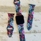 Colorful Paisley Black Print Silicone Band For Apple Watch - Fancy Bands 