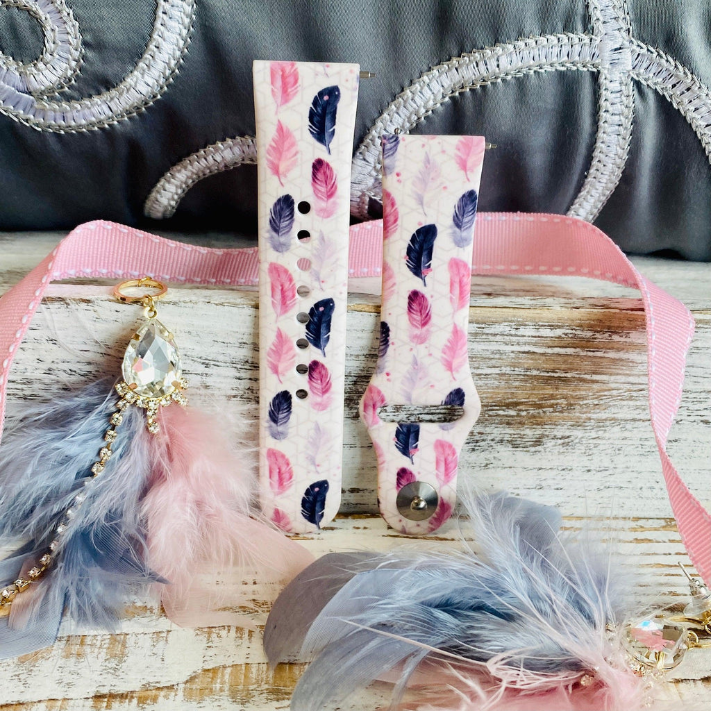 Feather Print Silicone Band For Fitbit Versa 1/2 - Fancy Bands 