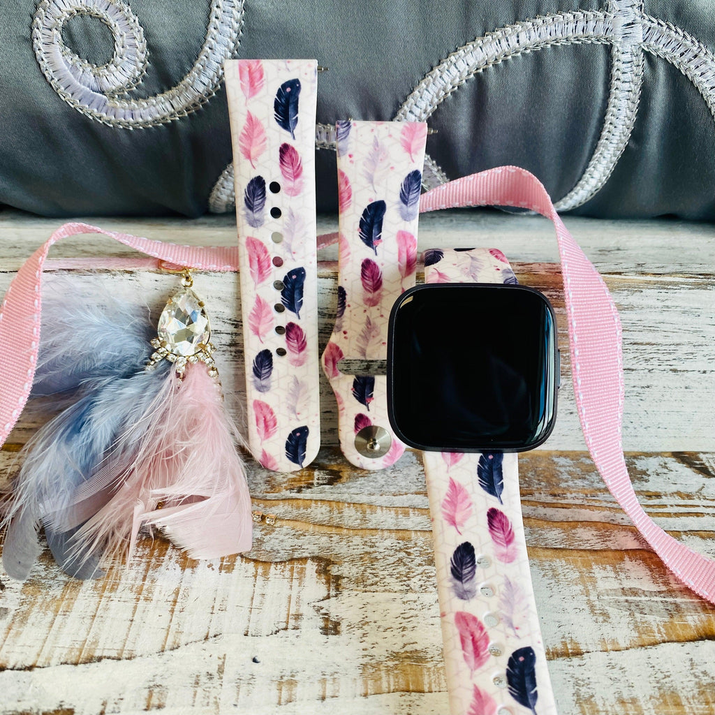Feather Print Silicone Band For Fitbit Versa 1/2 - Fancy Bands 