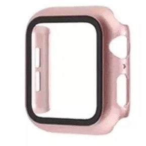 Estuche rígido con protector de pantalla de vidrio templado para Apple Watch, varios colores disponibles 