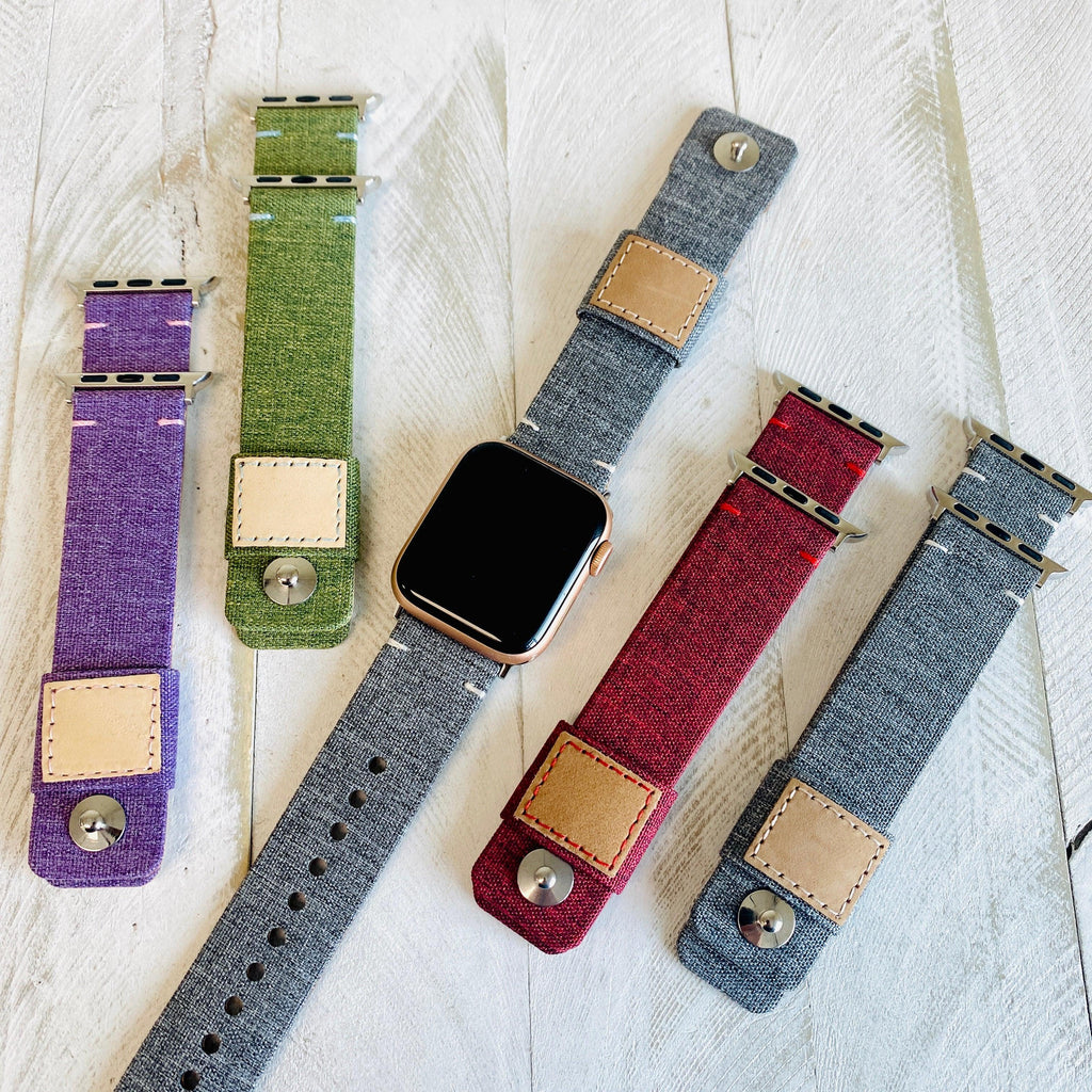 Fancy Fabric Leather Lined Band For Apple Watch - Fancy Bands 