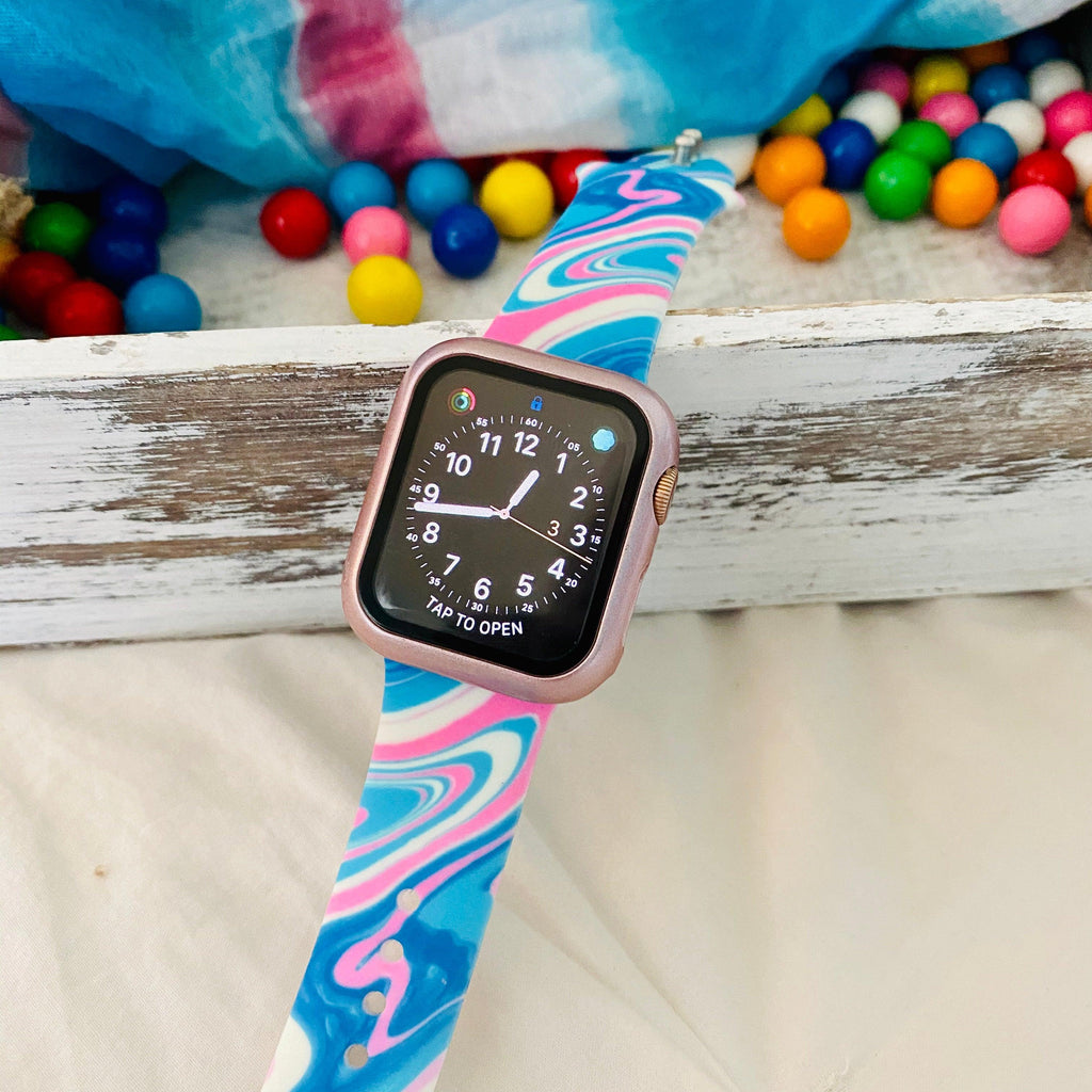 Bubble Gum Tie Dye Print Silicone Band For Apple Watch - Fancy Bands 
