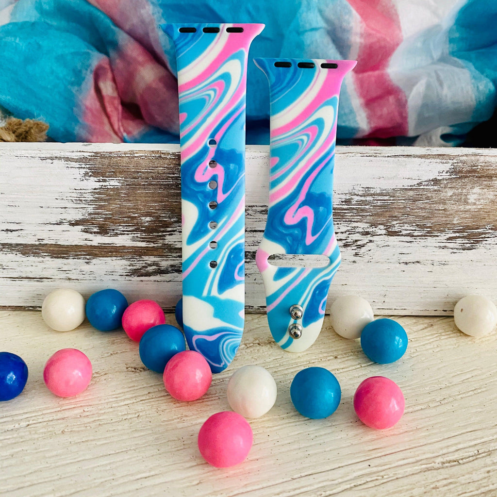 Bubble Gum Tie Dye Print Silicone Band For Apple Watch - Fancy Bands 