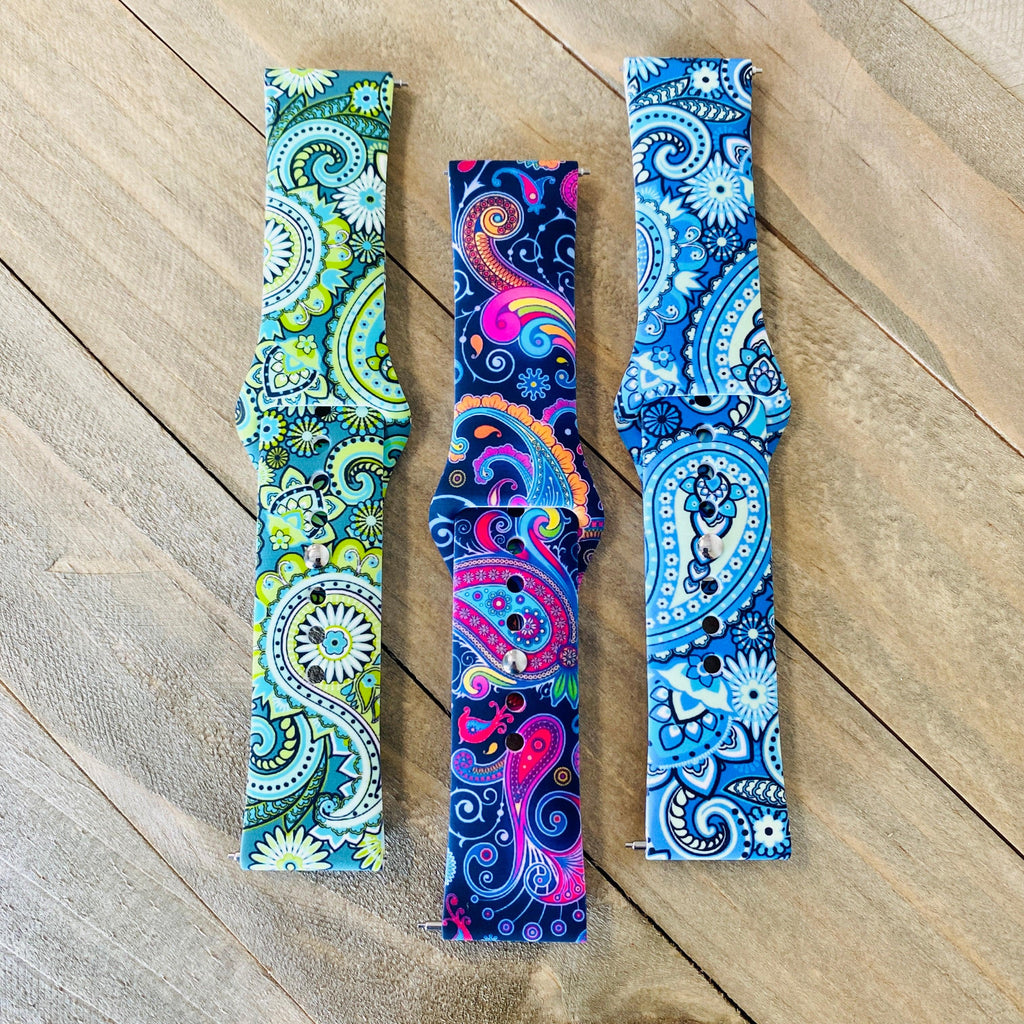 Fancy Paisley Print Silicone Band For Samsung Watch Multiple Colors Available - Fancy Bands 