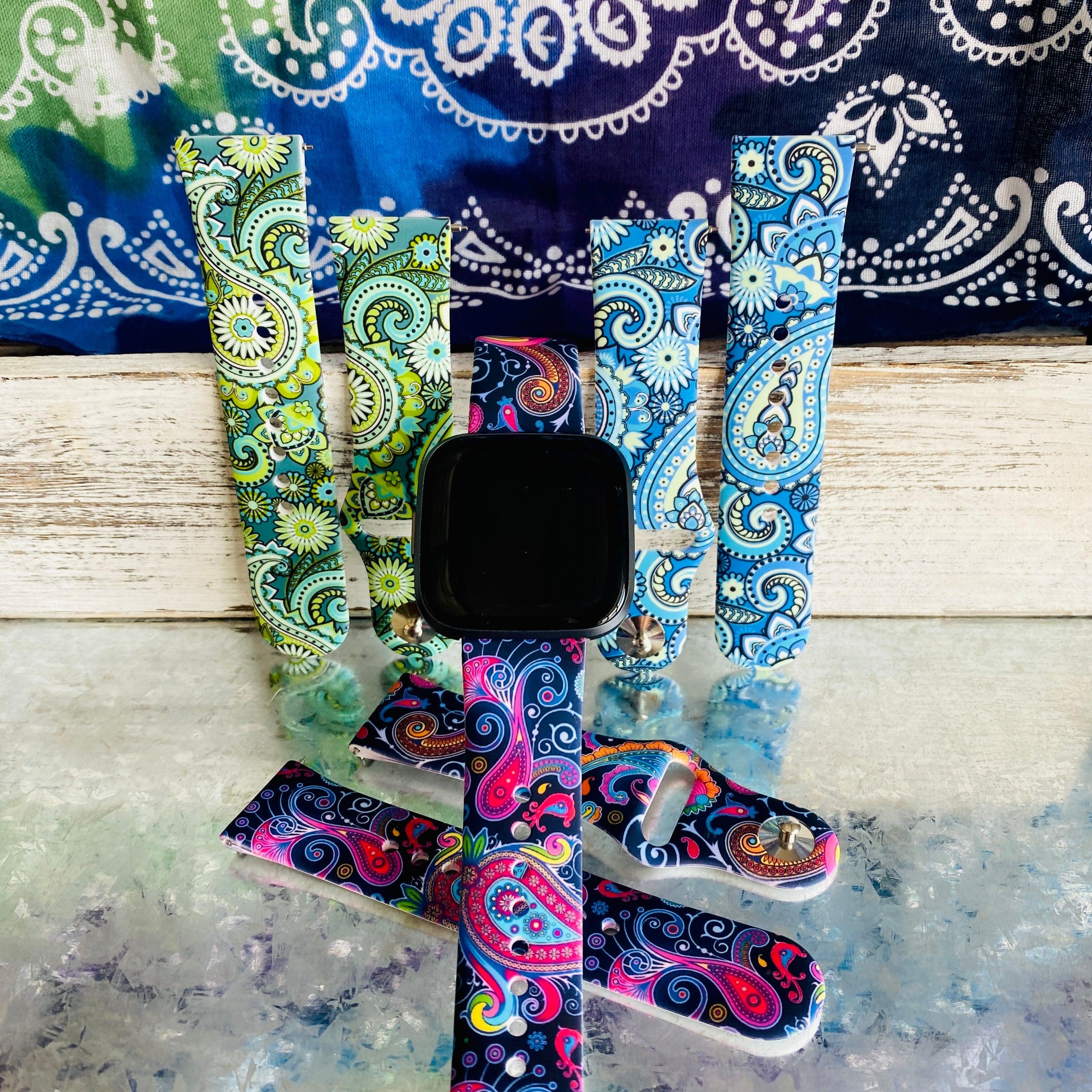 Fancy Paisley Print Silicone Band For Fitbit Versa 1/2 Multiple Colors Available - Fancy Bands 