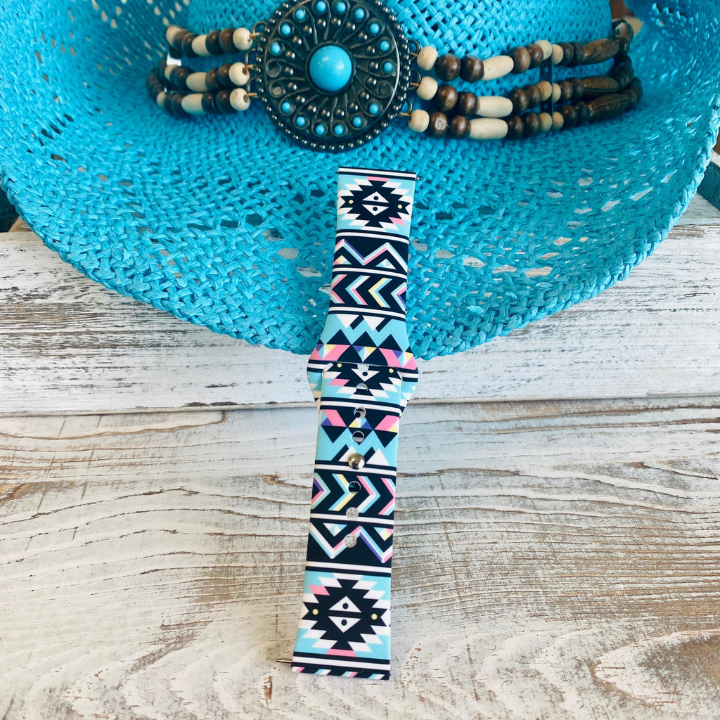 Boho-Chic Turquoise Print Silicone Band For Samsung Watch - Fancy Bands 
