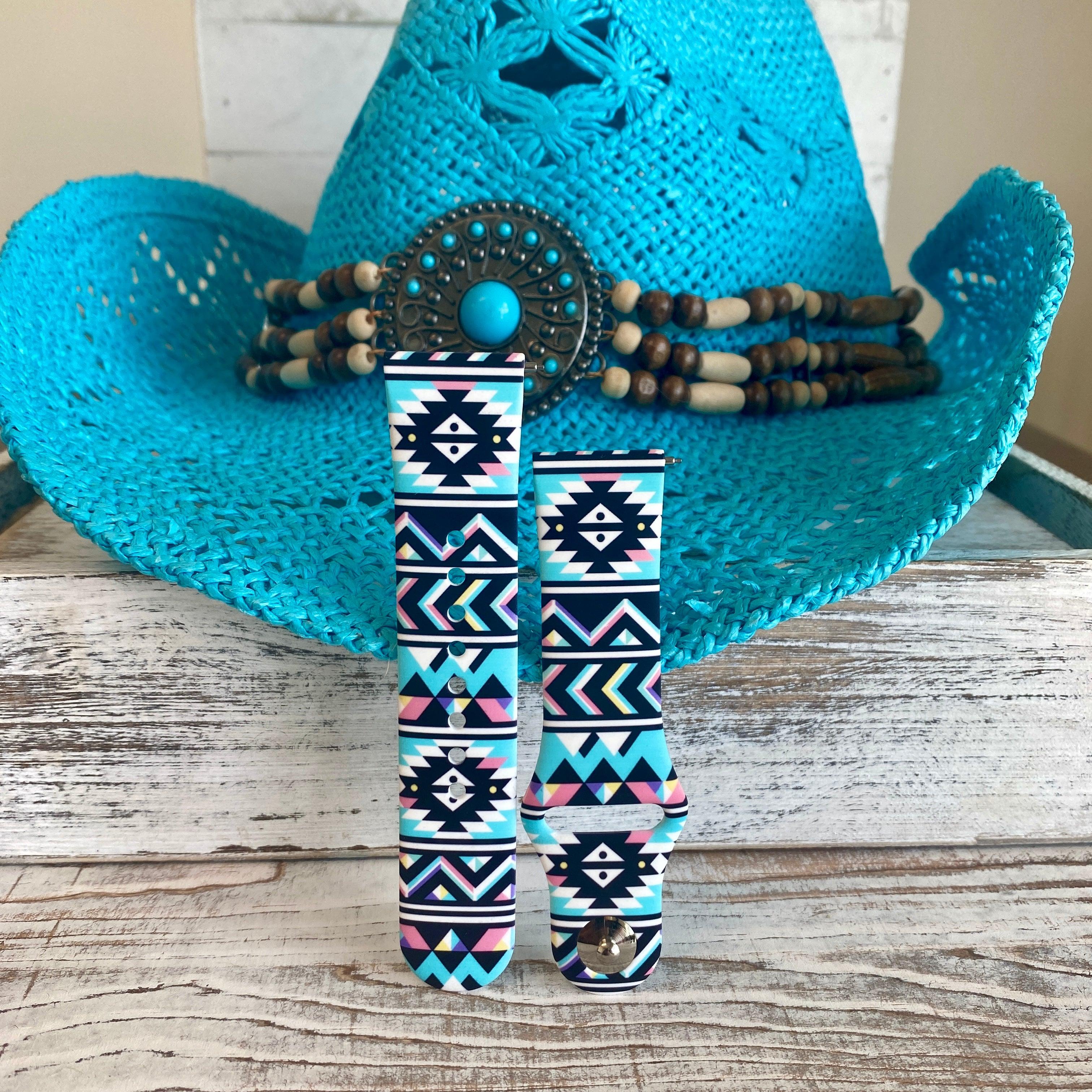 Boho-Chic Turquoise Print Silicone Band For Fitbit Versa 1/2 - Fancy Bands 