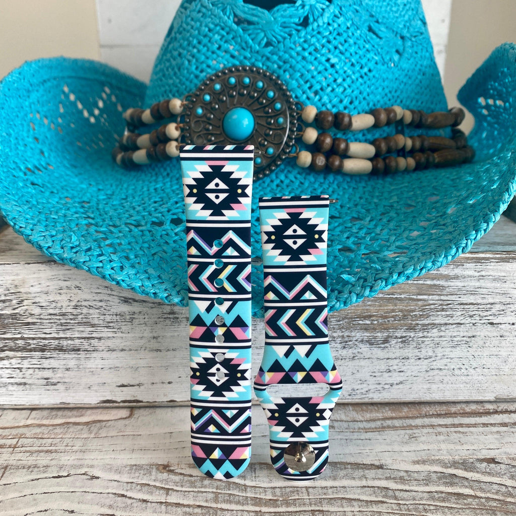 Boho-Chic Turquoise Print Silicone Band For Samsung Watch - Fancy Bands 