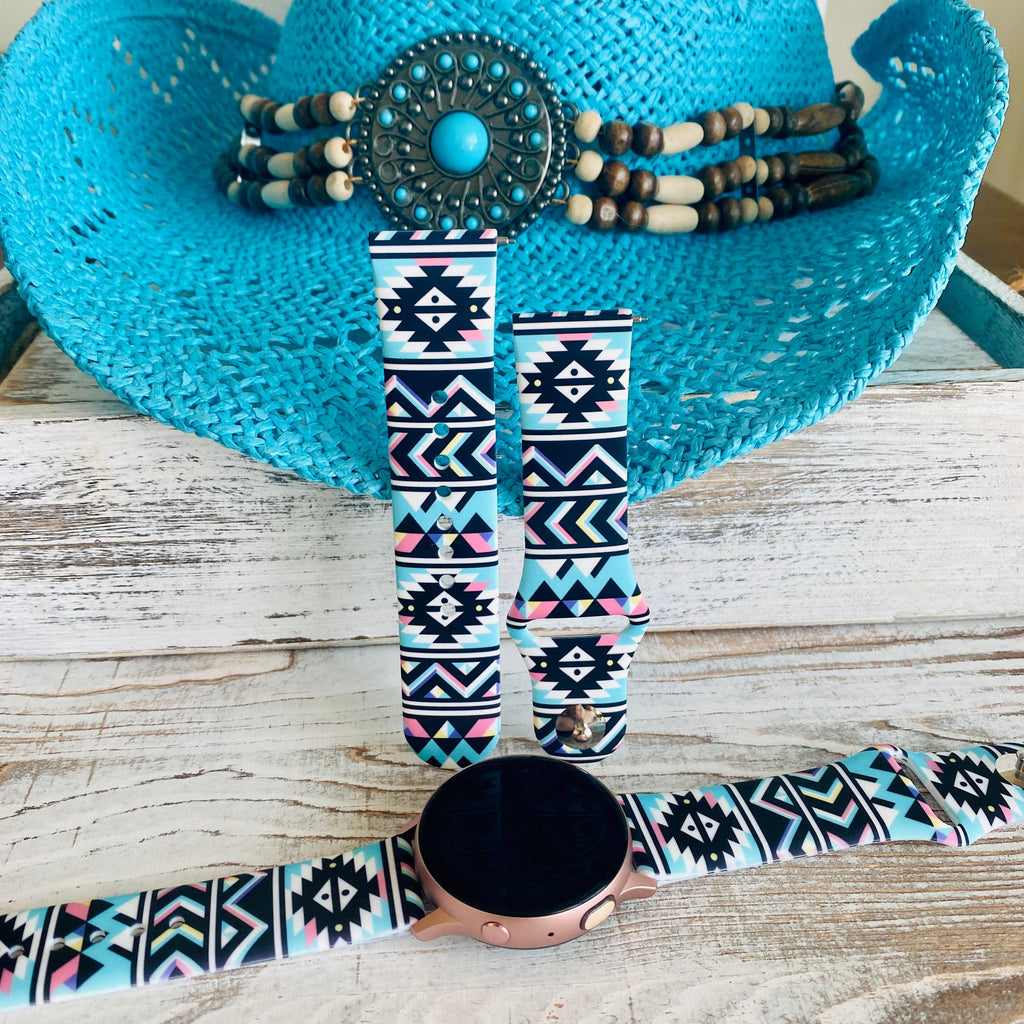Boho-Chic Turquoise Print Silicone Band For Samsung Watch - Fancy Bands 