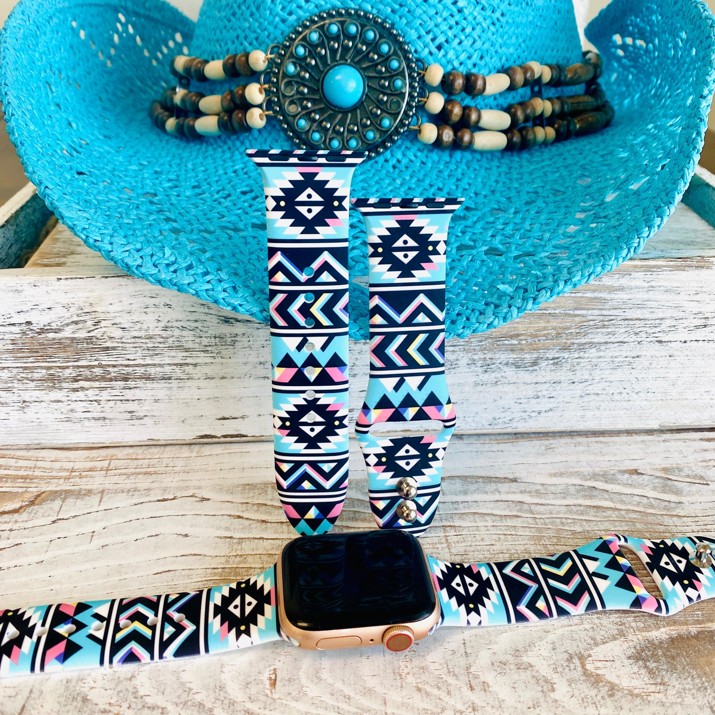 Boho-Chic Turquoise Silicone Print Band For Apple Watch - Fancy Bands 
