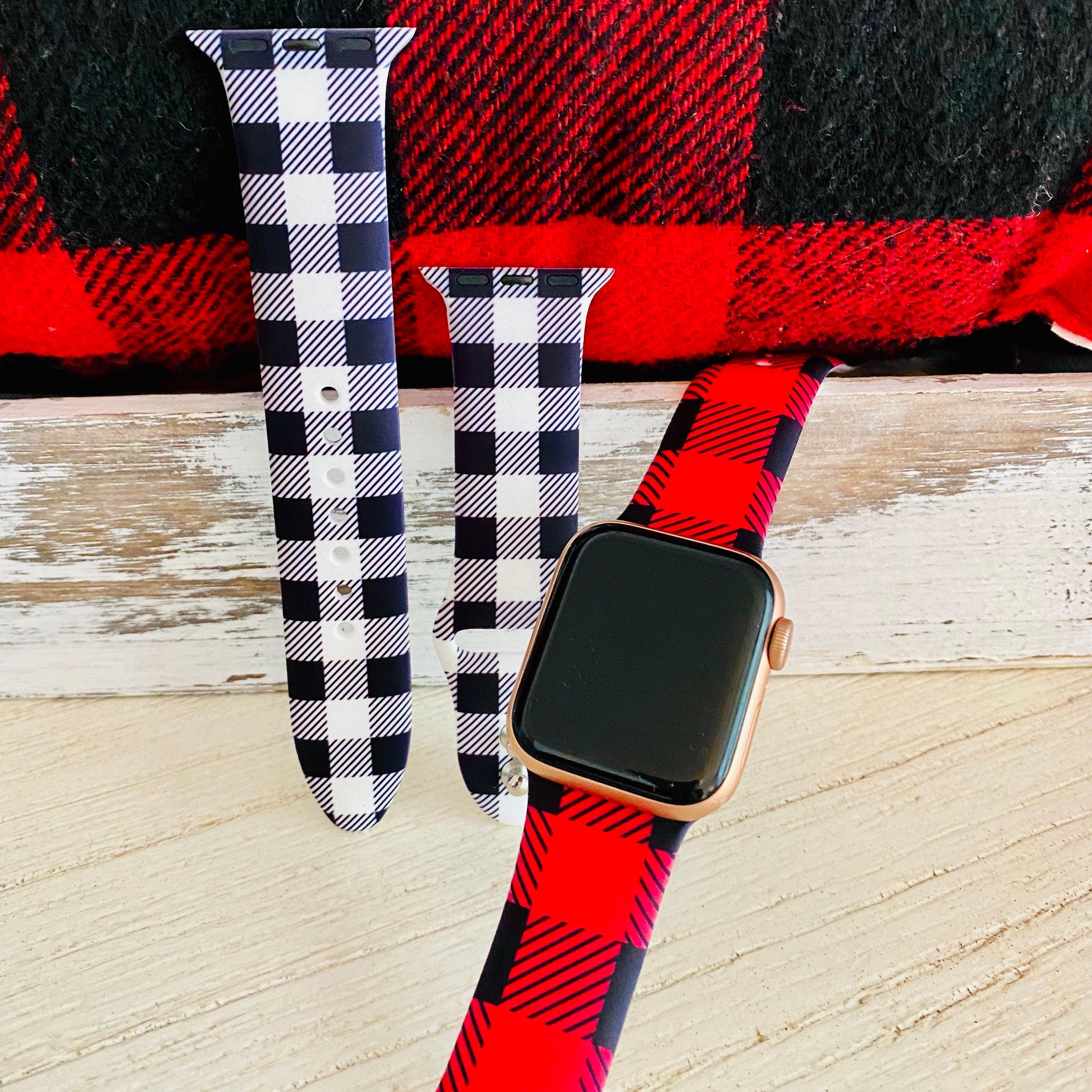 Bull Plaid Print Silicone Band For Apple Watch Two Colors Available - Fancy Bands 