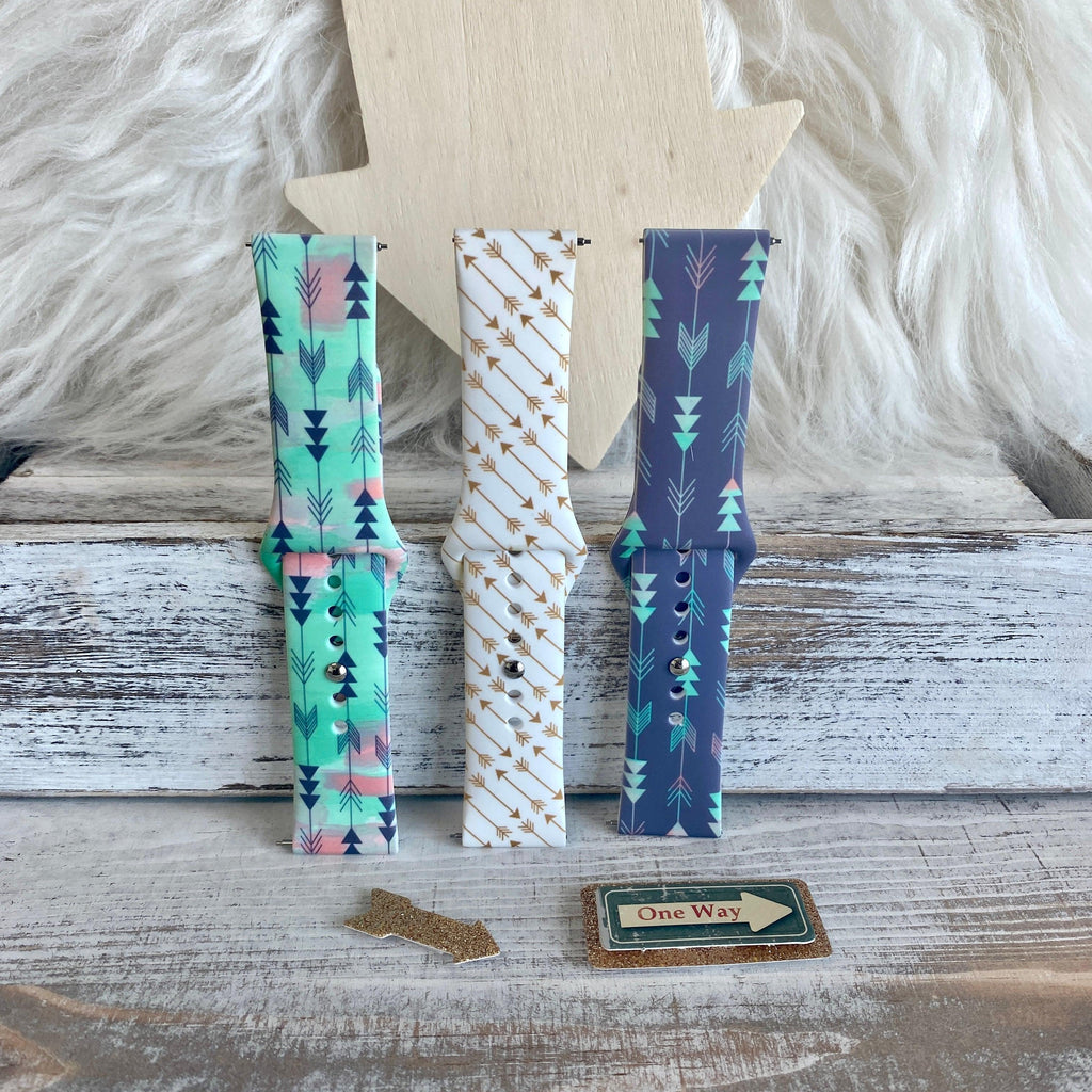 Boho-Feather Arrow Print Silicone Band For Samsung Watch Multiple Colors Available - Fancy Bands 