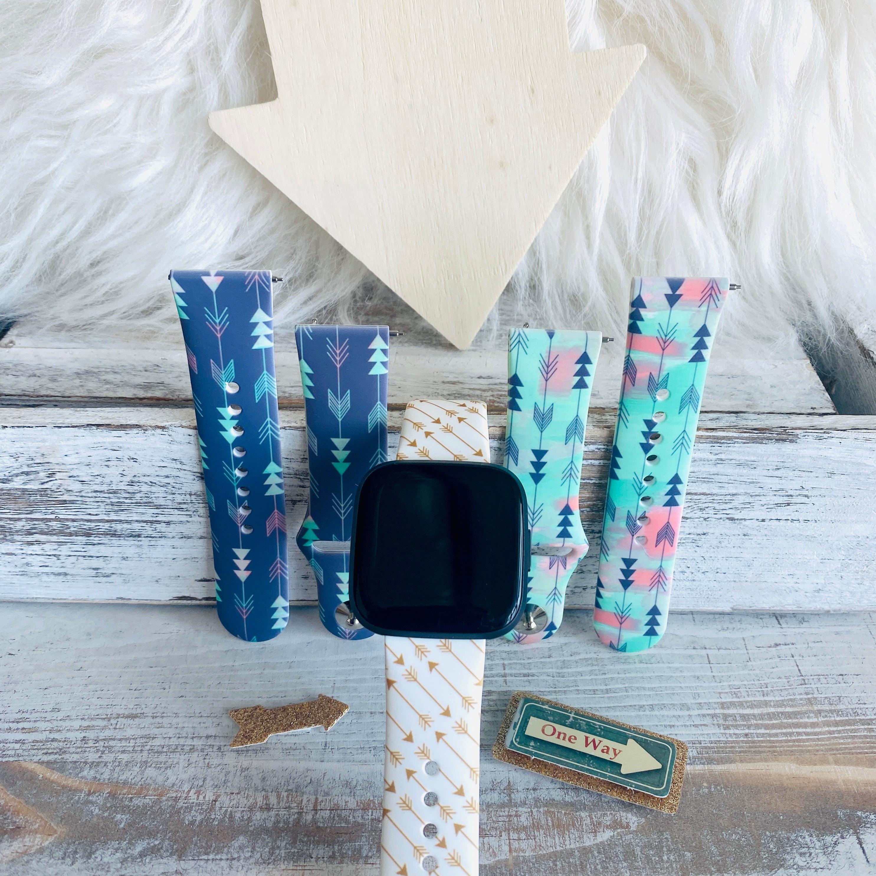 Boho-Feather Arrow Print Silicone Band For Fitbit Versa 1/2 Multiple Colors Available - Fancy Bands 