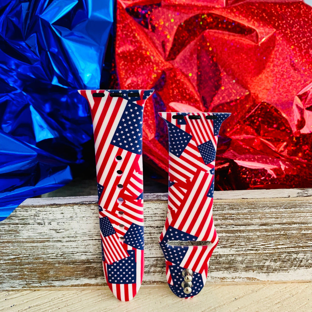 American Flag Print Silicone Band For Apple Watch - Fancy Bands 