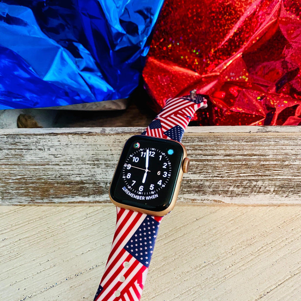 American Flag Print Silicone Band For Apple Watch - Fancy Bands 
