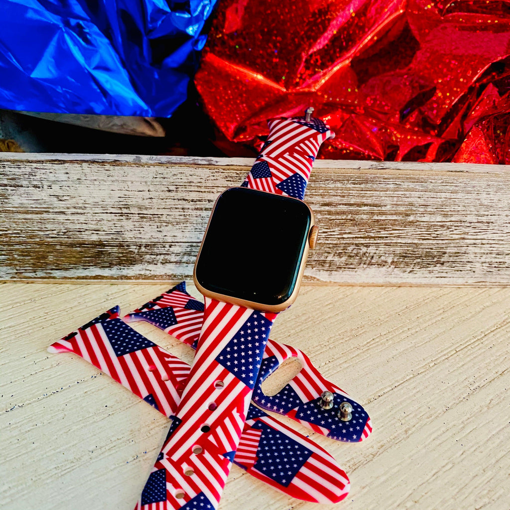 American Flag Print Silicone Band For Apple Watch - Fancy Bands 