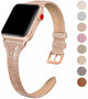 Sparkly Slim Leather Band For Apple Watch Multiple Colors Available — Its soft texture feels great against your skin, so comfortable you may even forget you're wearing it.