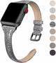 Sparkly Slim Leather Band For Apple Watch Multiple Colors Available — Its soft texture feels great against your skin, so comfortable you may even forget you're wearing it.