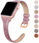 Sparkly Slim Leather Band For Apple Watch Multiple Colors Available — Its soft texture feels great against your skin, so comfortable you may even forget you're wearing it.
