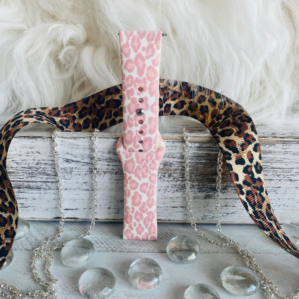 Blush Leopard Print Silicone Band For Fitbit Versa 1/2 - Fancy Bands 