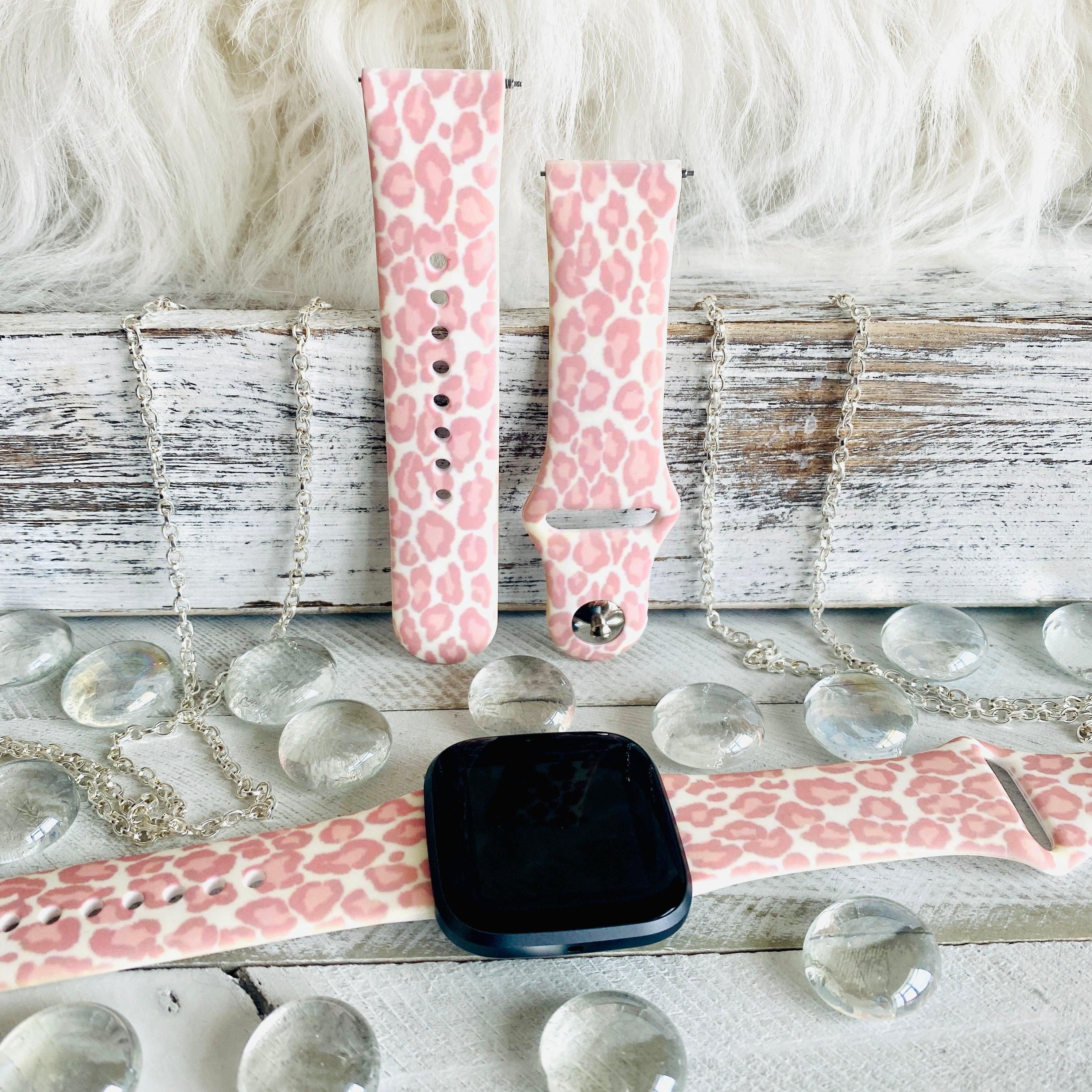 Blush Leopard Print Silicone Band For Fitbit Versa 1/2 - Fancy Bands 