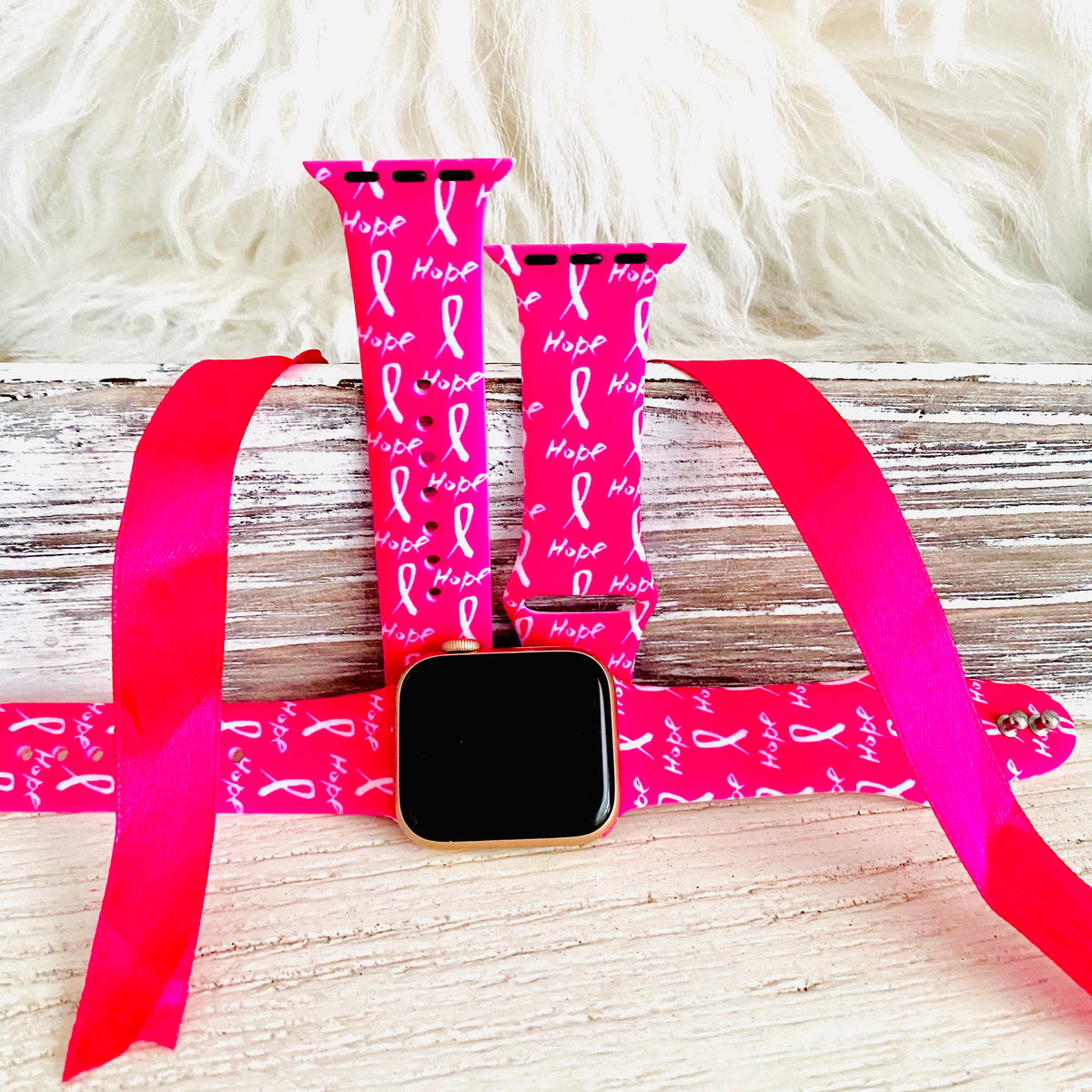 Hope Print pink Apple Watch band — Breast Cancer Awareness fundraiser