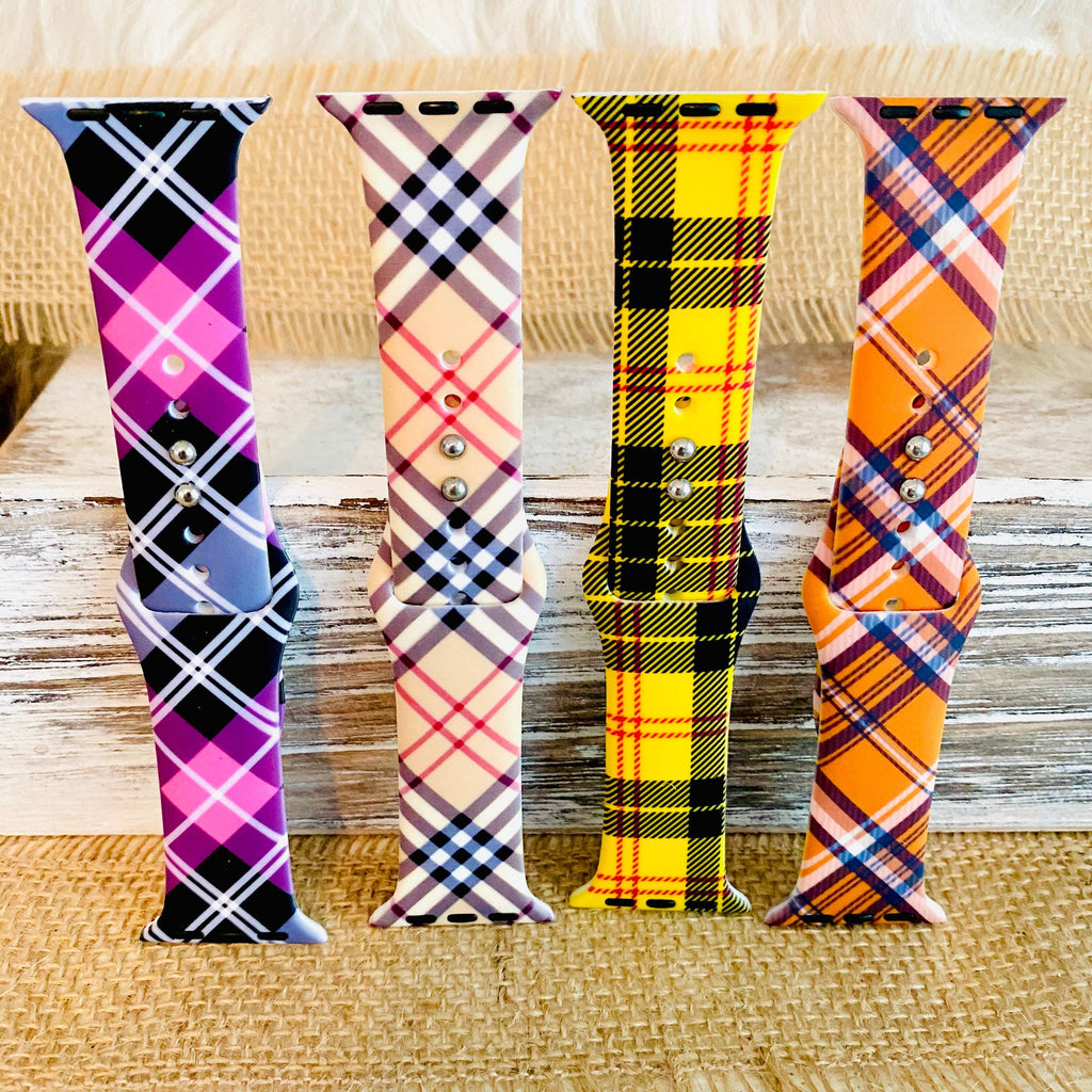 Fancy Plaid Print Silicone Band For Apple Watch Multiple Colors Available - Fancy Bands 