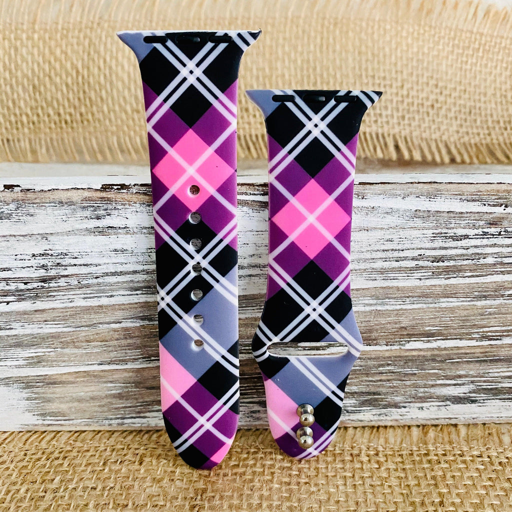 Fancy Plaid Print Silicone Band For Apple Watch Multiple Colors Available - Fancy Bands 
