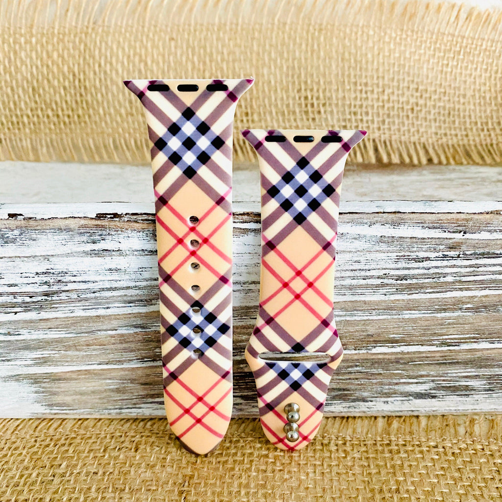 Fancy Plaid Print Silicone Band For Apple Watch Multiple Colors Available - Fancy Bands 