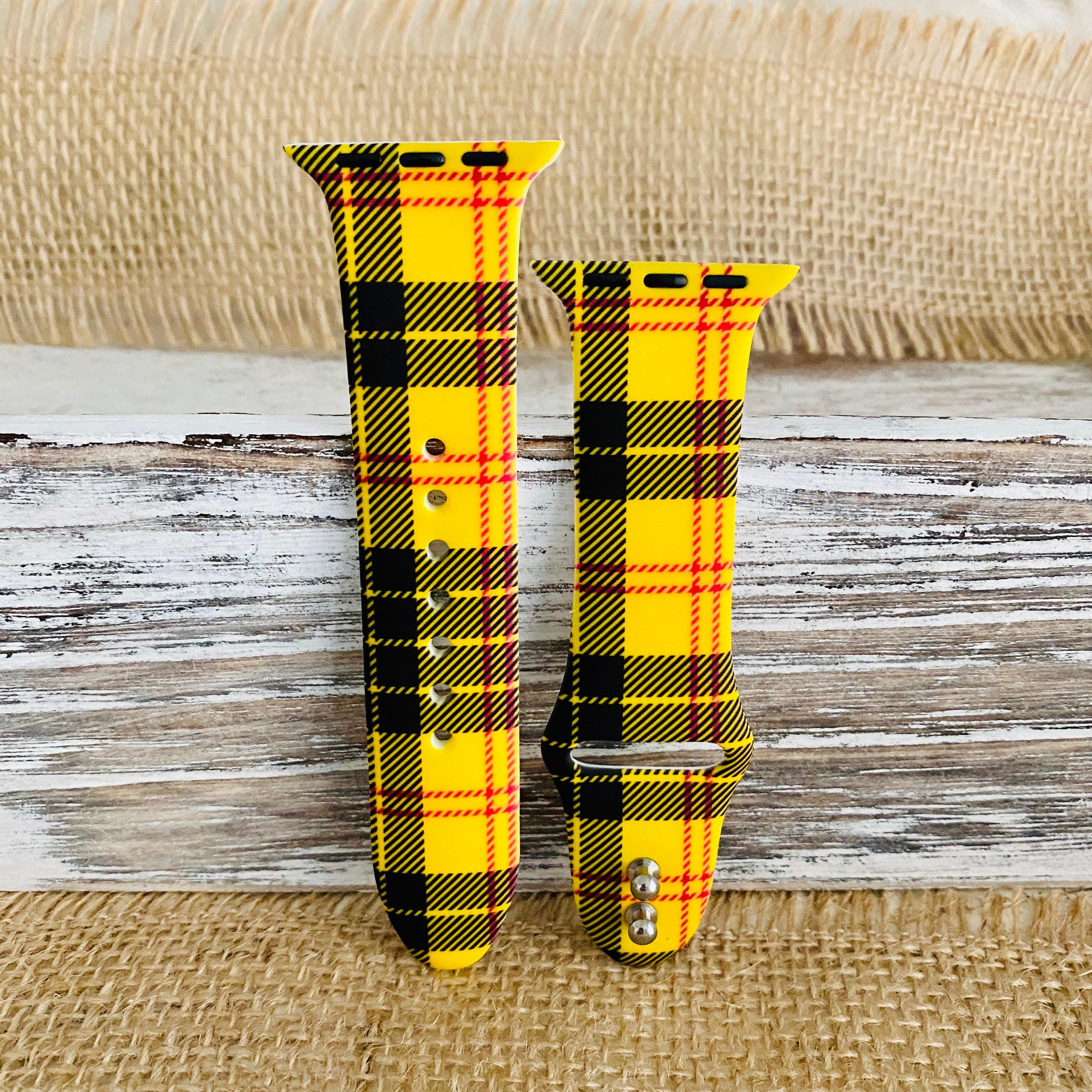 Fancy Plaid Print Silicone Band For Apple Watch Multiple Colors Available - Fancy Bands 