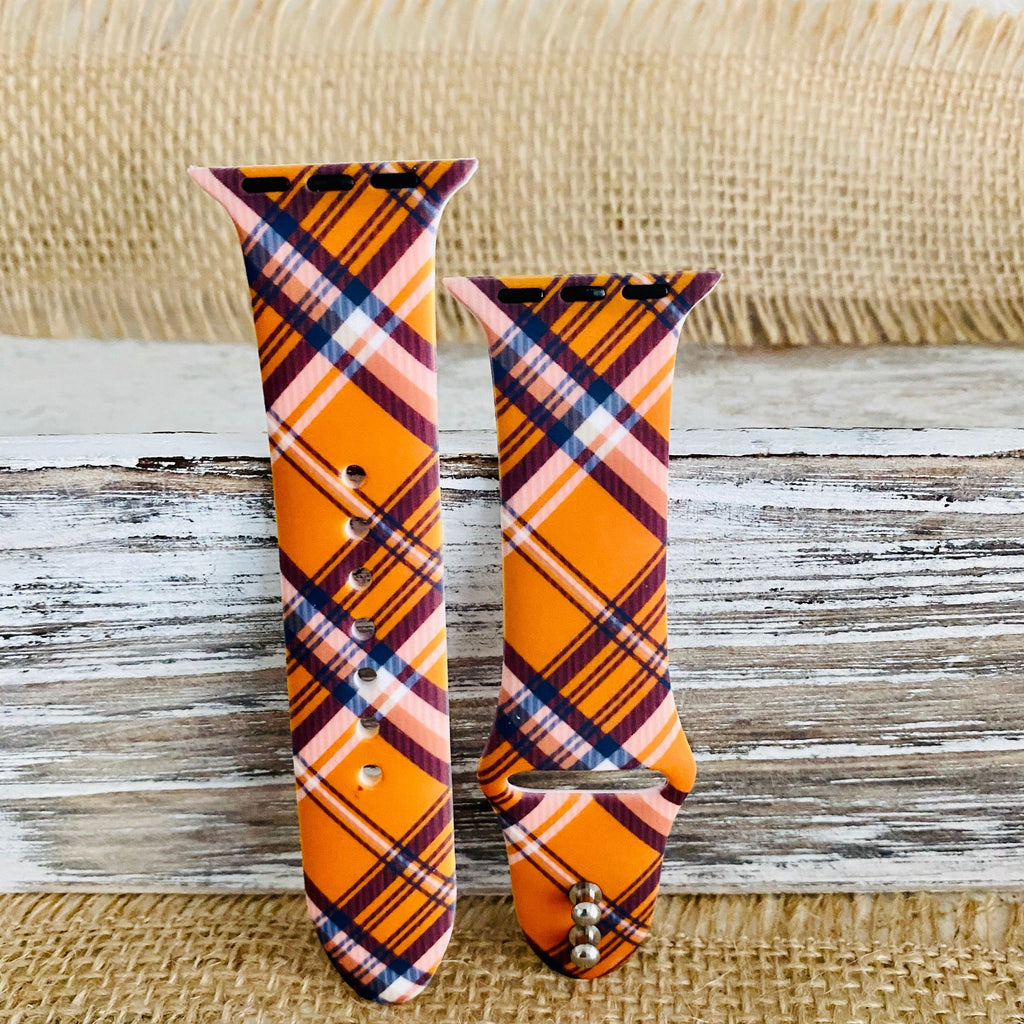 Fancy Plaid Print Silicone Band For Apple Watch Multiple Colors Available - Fancy Bands 