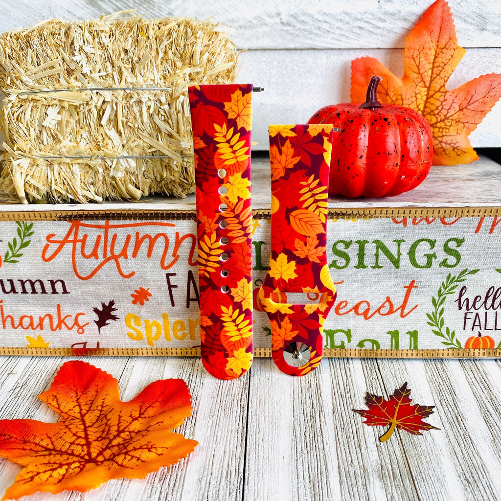 Autumn Leaf Print Silicone Band For Fitbit Versa 1/2 - Fancy Bands 