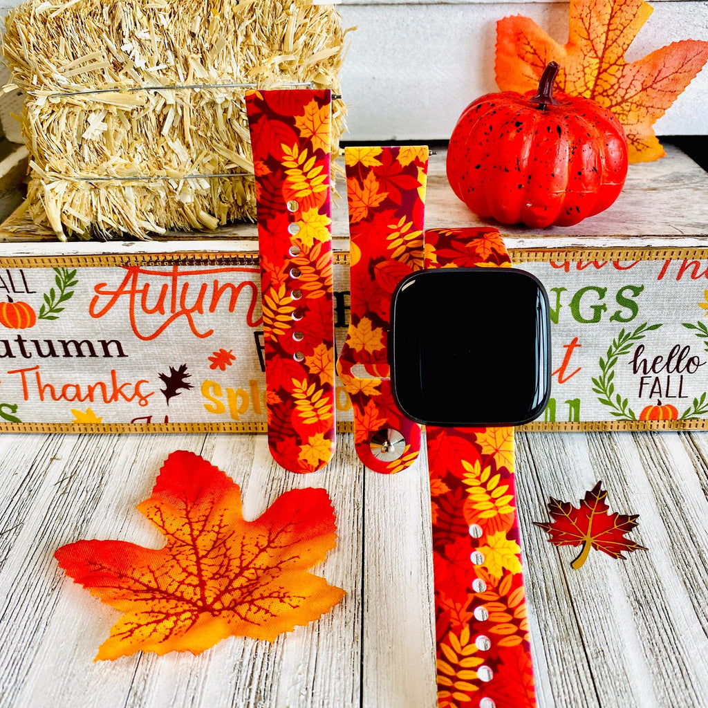 Autumn Leaf Print Silicone Band For Fitbit Versa 1/2 - Fancy Bands 