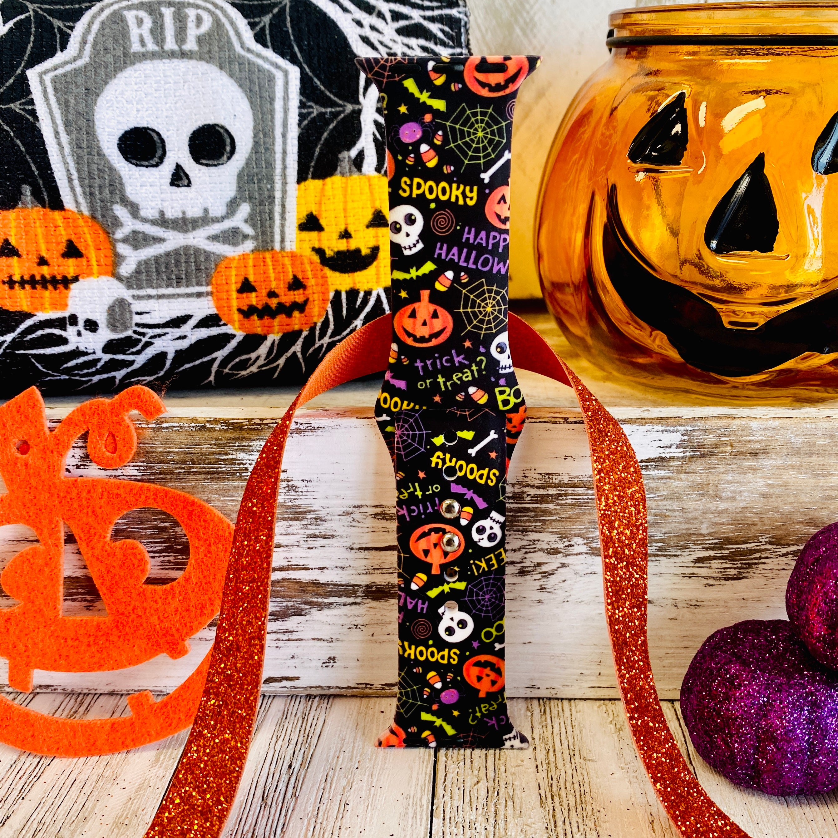 Spooky Print Silicone Band For Apple Watch