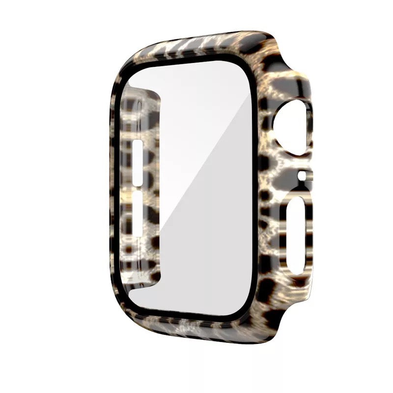 Printed Hard Case With Tempered Glass Screen Protector For Apple Watch Multiple Colors Available