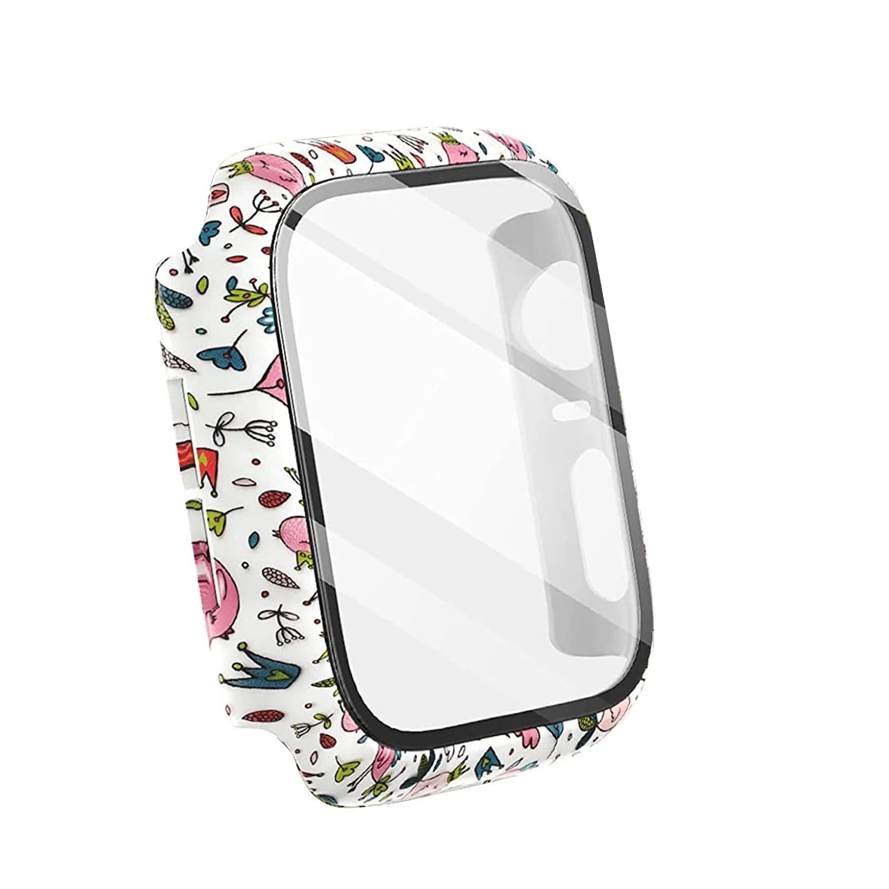 Printed Hard Case With Tempered Glass Screen Protector For Apple Watch Multiple Colors Available