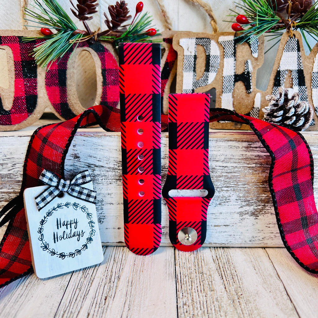 Bull Plaid Print Silicone Band For Fitbit Versa 1/2 Multiple Colors Available - Fancy Bands 