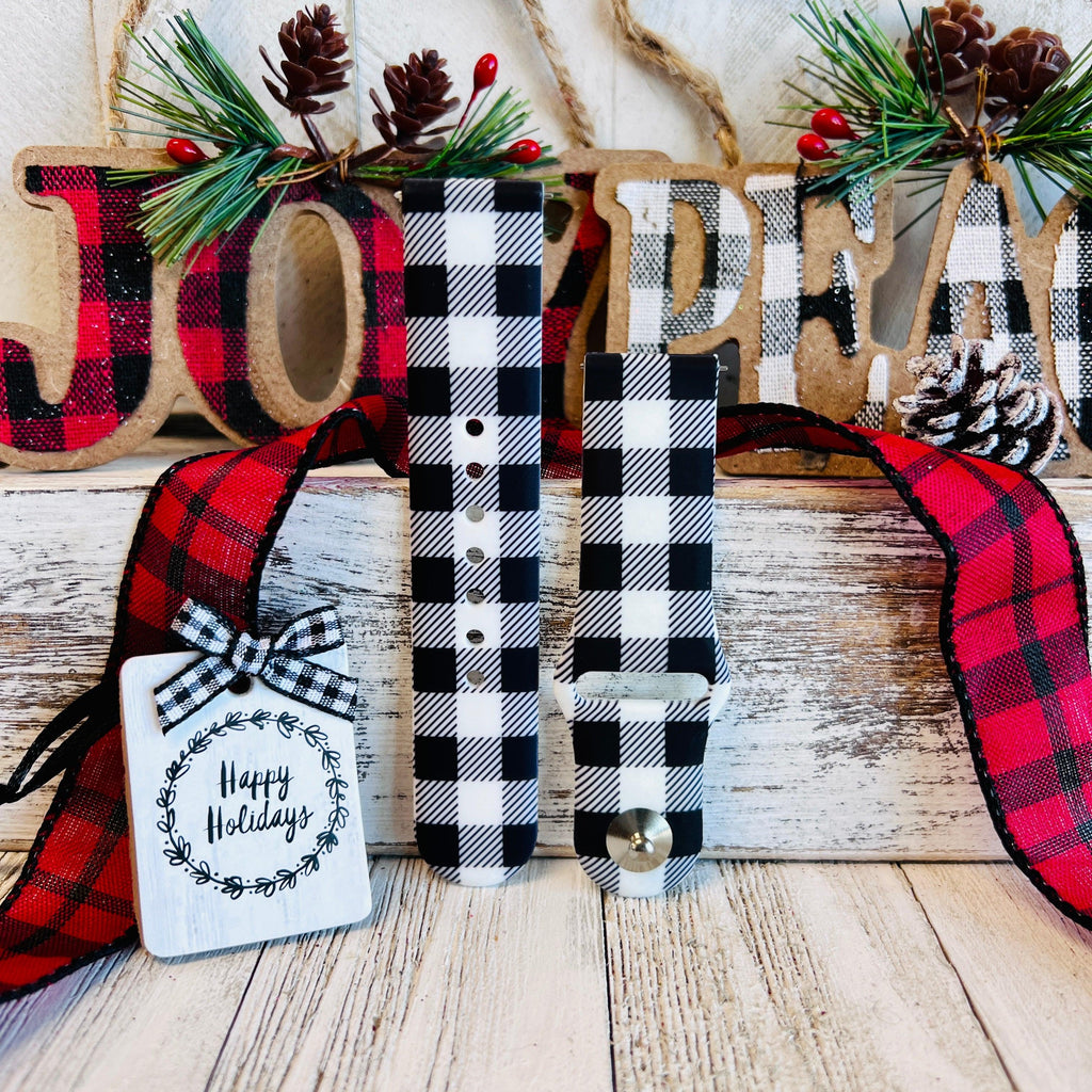 Bull Plaid Print Silicone Band For Fitbit Versa 1/2 Multiple Colors Available - Fancy Bands 