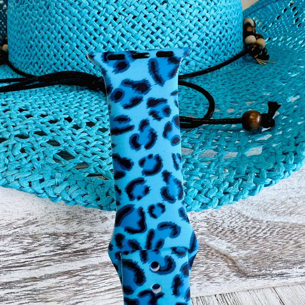 Blue Leopard Print Silicone Band For Apple Watch - Fancy Bands 