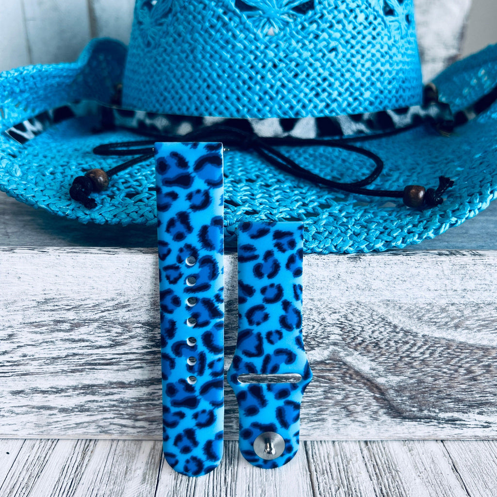 Blue Leopard Print Silicone Band For Samsung Watch - Fancy Bands 