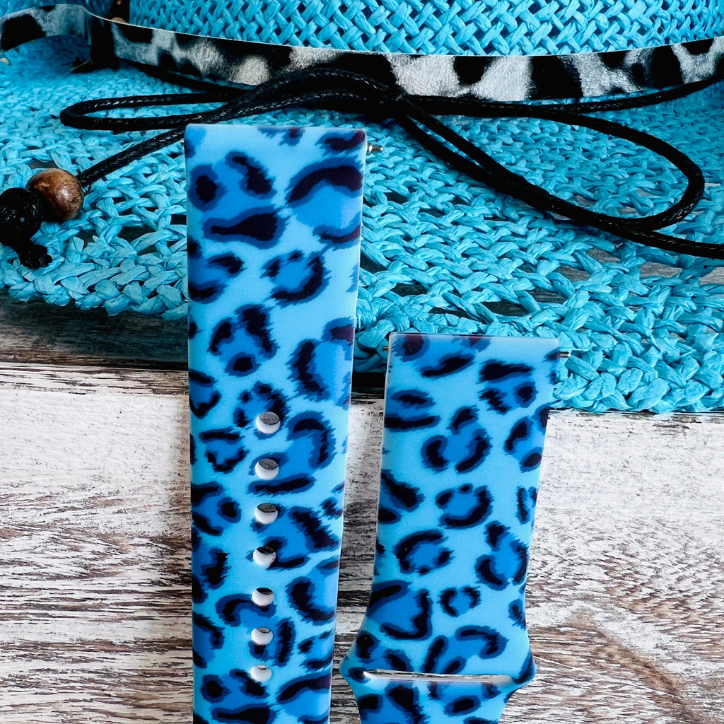 Blue Leopard Print Silicone Band For Apple Watch - Fancy Bands 