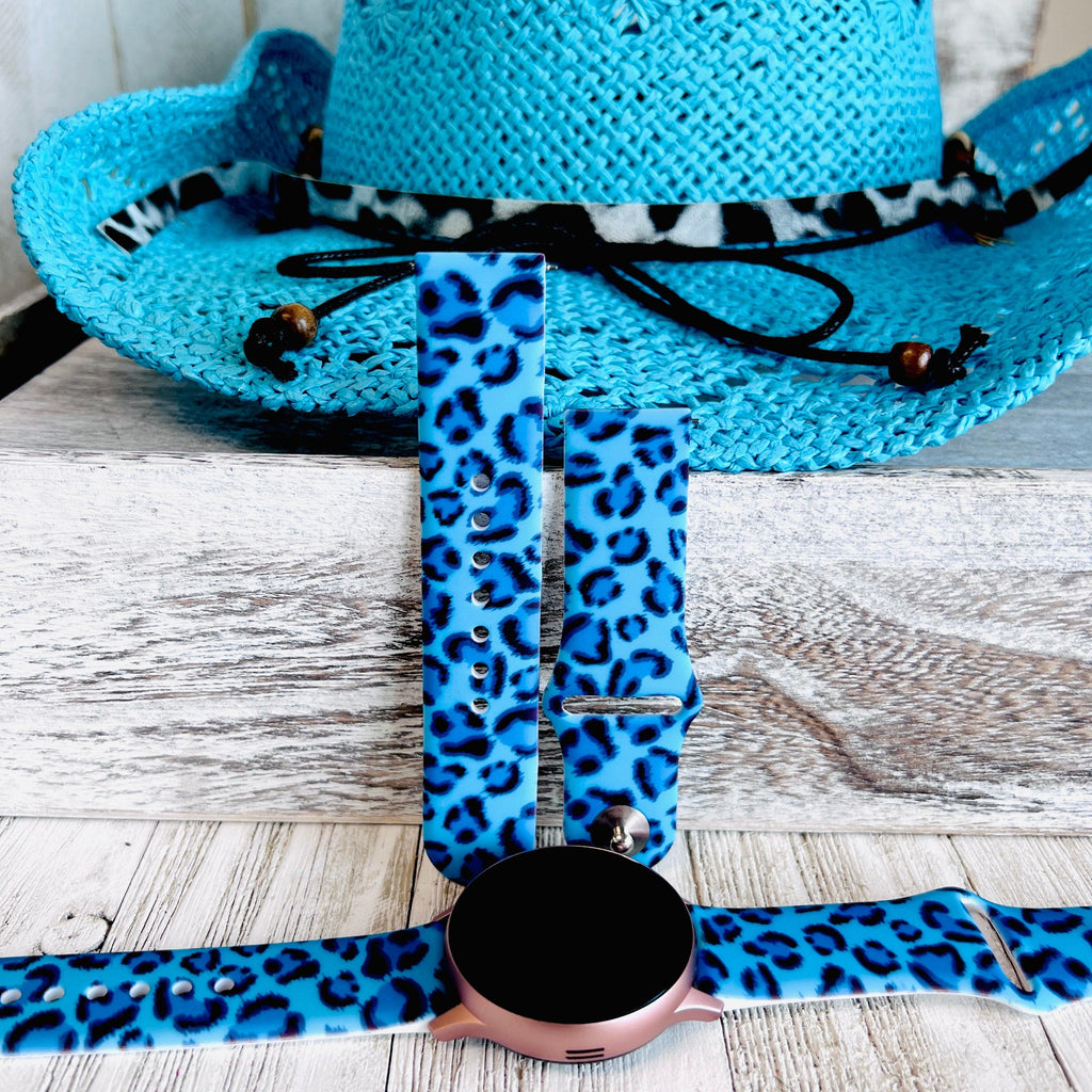 Blue Leopard Print Silicone Band For Samsung Watch - Fancy Bands 