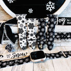 Black & White Snowflake Print Silicone Band For Apple Watch Two Colors Available - Fancy Bands 