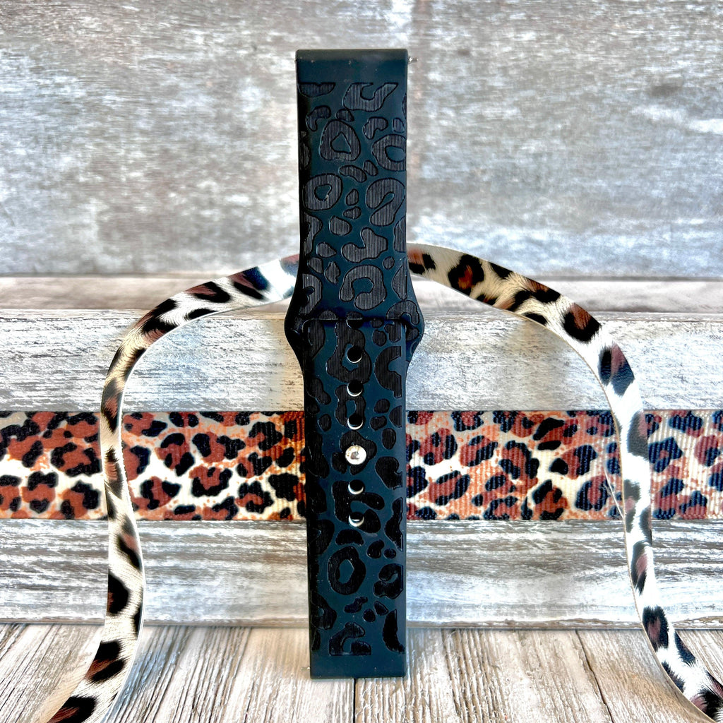 Engraved Black Leopard Print Silicone Band For Samsung Watch - Fancy Bands 