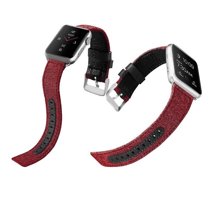 Canvas Leather Lined Band For Apple Watch Multiple Colors Available - Fancy Bands 