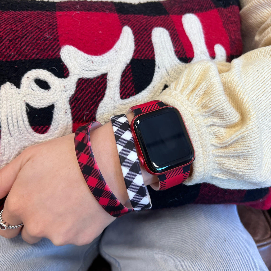 Bull Plaid Silicone Bracelet Stack Two Colors Available - Fancy Bands 